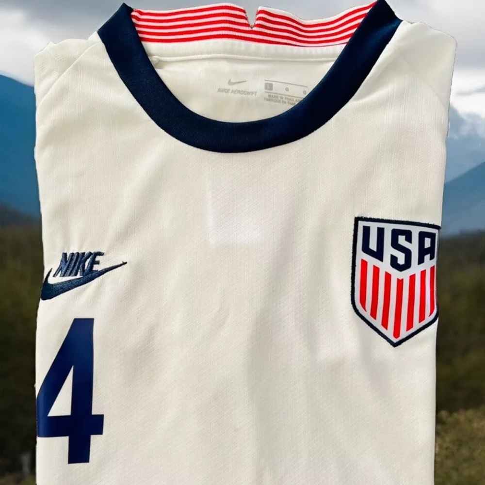 Nike Mens Soccer Team USA Stadium Home Jersey #4 White Size Large